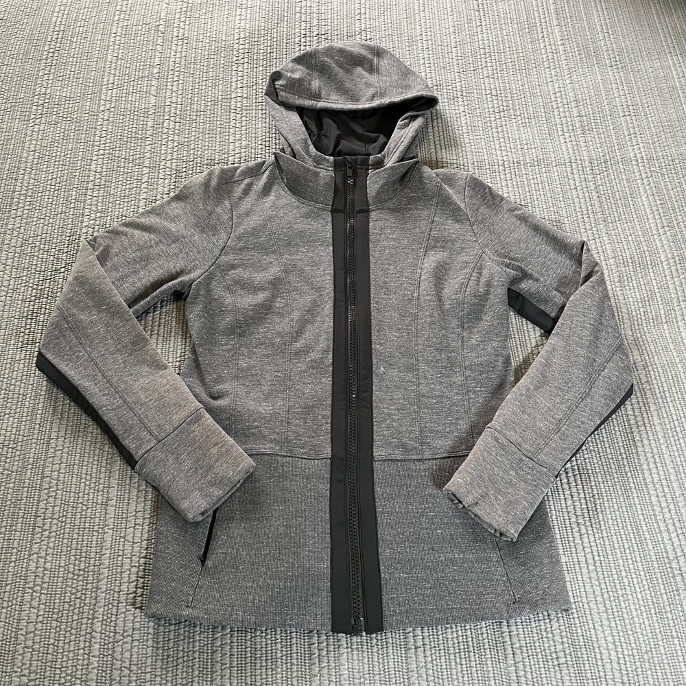 Athleta Victory Full Zip Hoodie Women's Medium Charcoal Heather Space Dye Jacket